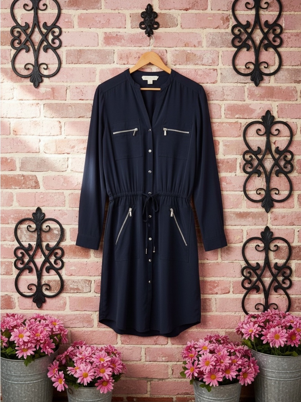 Michael Kors Drawstring Midi Shirt Dress